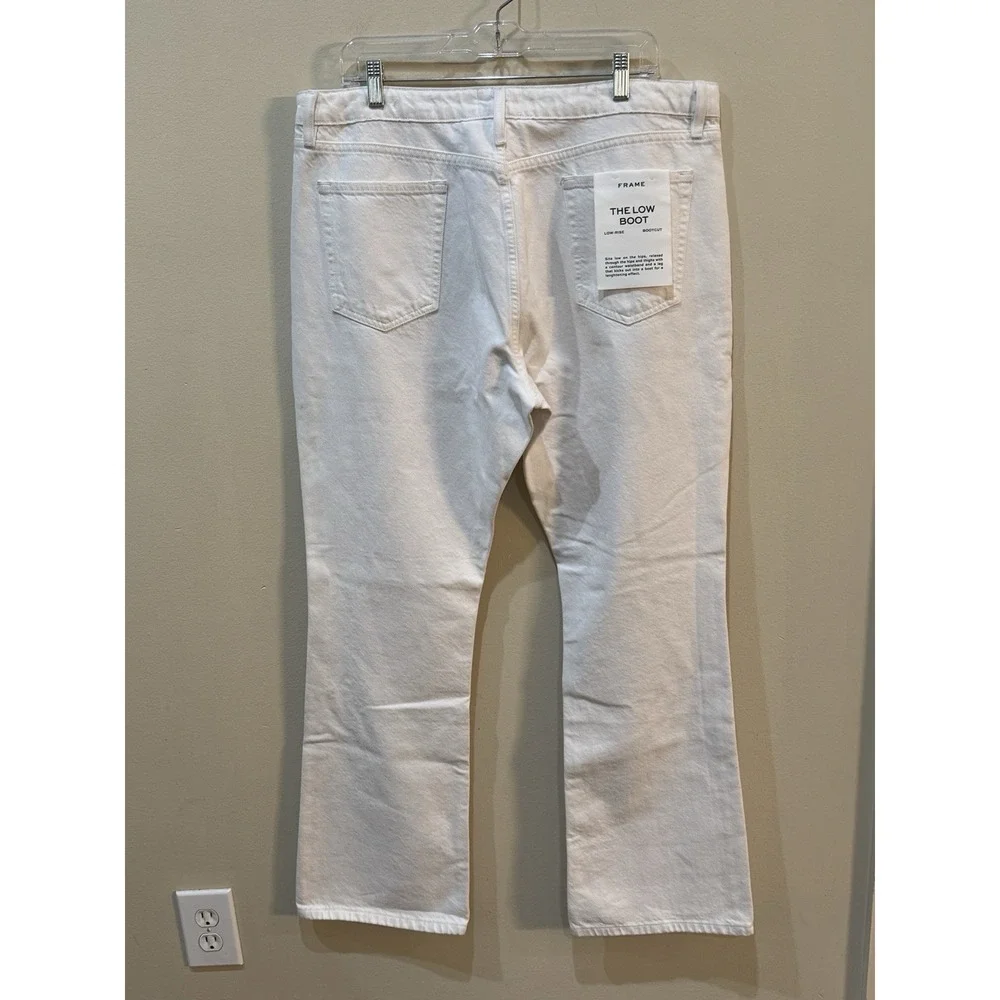 Frame The Low Boot White Denim Jeans‎ Size 33 100% Cotton